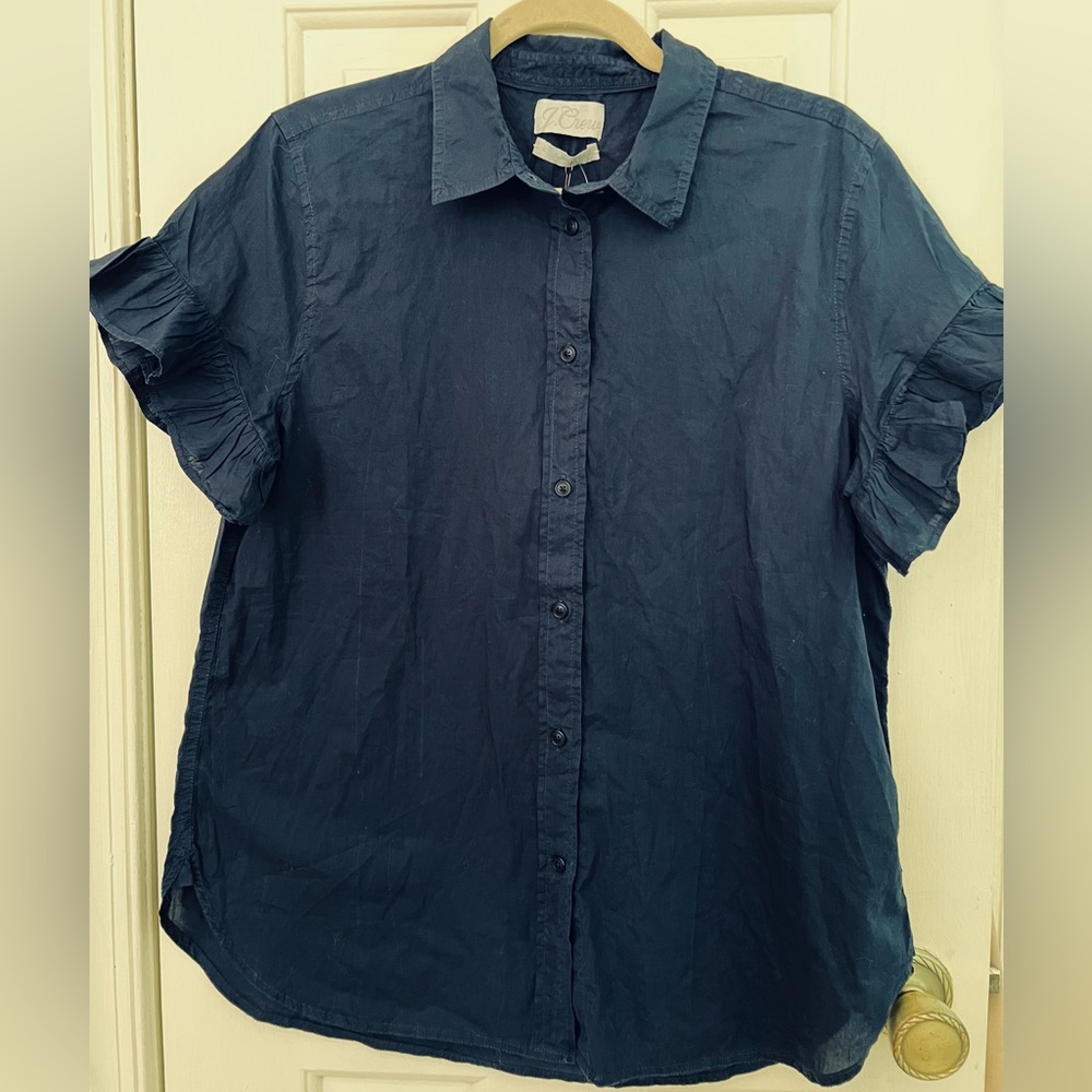 J. Crew Deep Blue Garment-Dyed Shirt